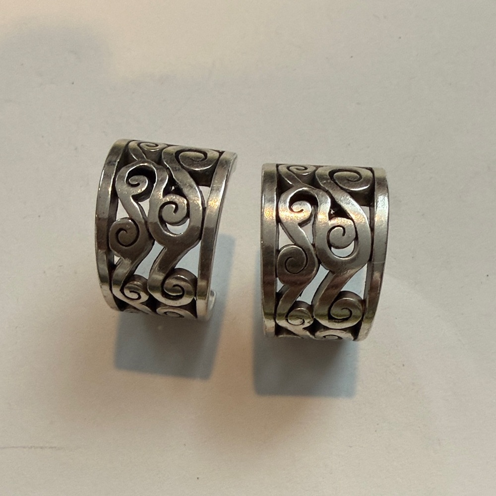 Brighton Silver Wide Hoop Earrings